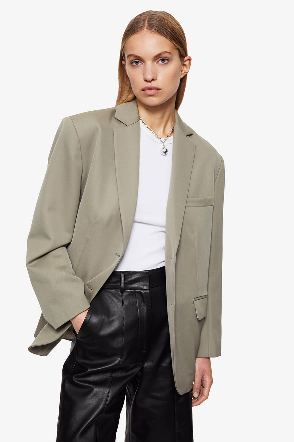 Anine Bing Quinn Blazer - Green Khaki