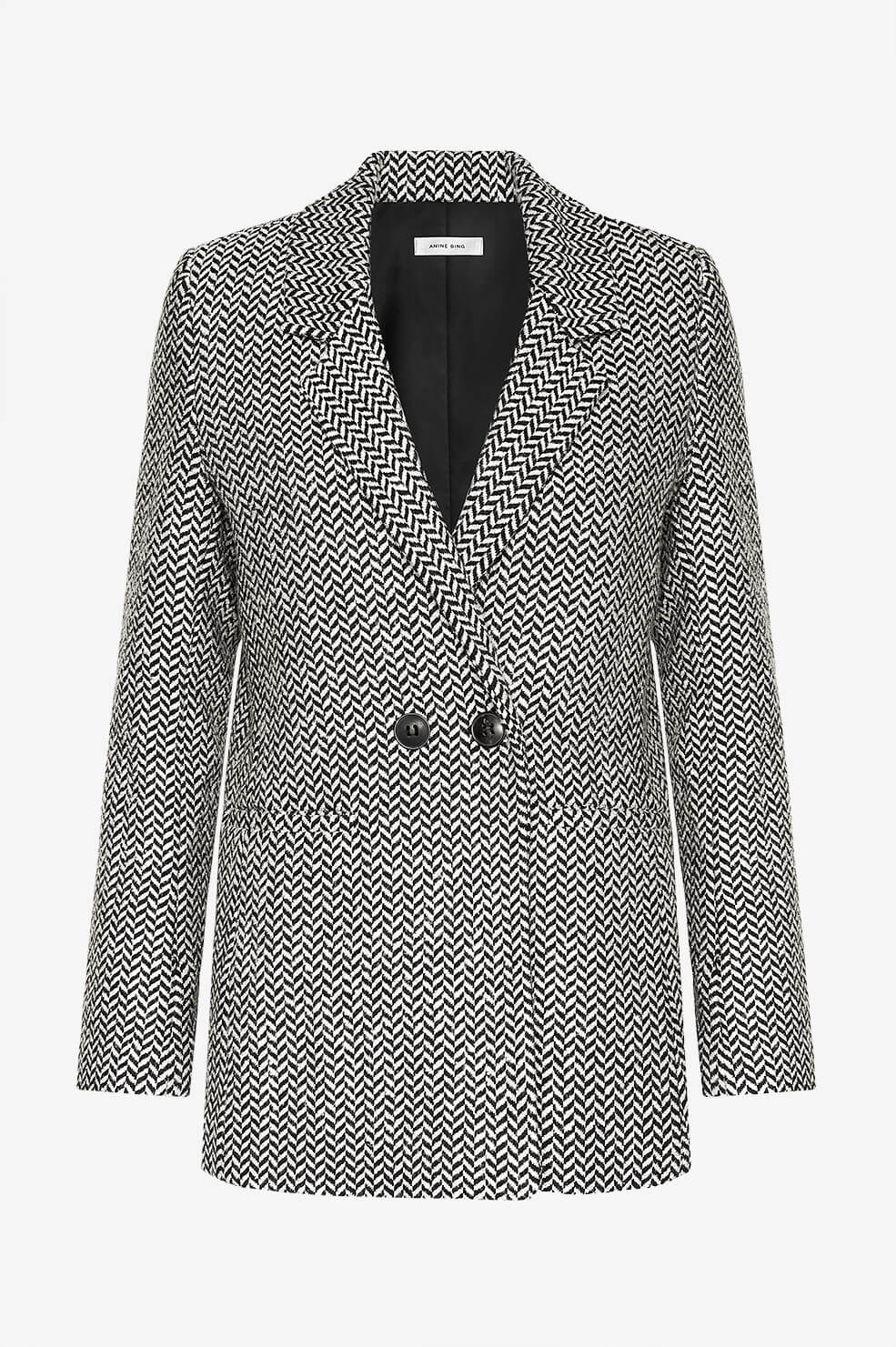 Anine Bing Fishbone Blazer - Black and Off White