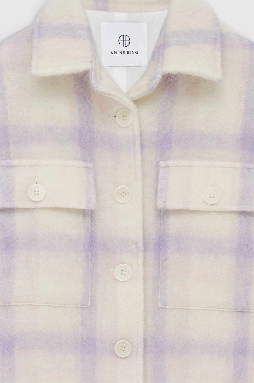 Anine Bing Phoebe Jacket Lavender And Cream Check Denim Iniquity