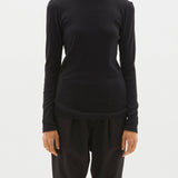Bassike Superfine Rib Long Sleeve T.Shirt in Black