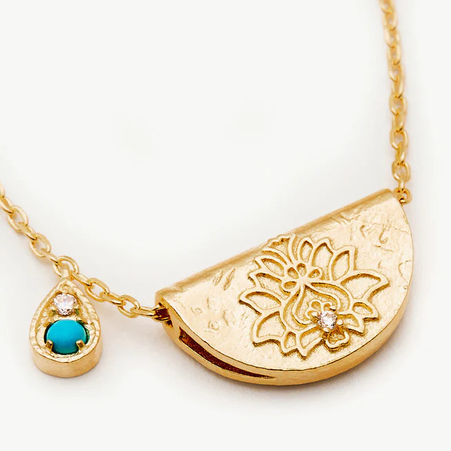 By Charlotte Gold Lotus Birthstone Necklace - December (Blue Topaz)