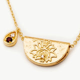 By Charlotte Gold Lotus Birthstone Necklace in January (Garnet)