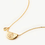 Lotus Birthstone Necklace - March Aqua