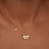 Lotus Birthstone Necklace - March Aqua