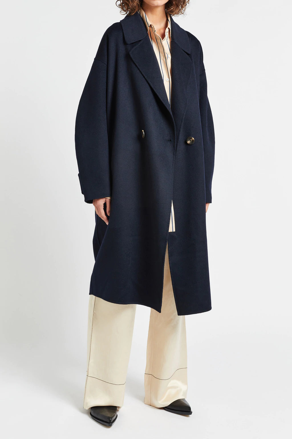 Lee Mathews Florentine Felled Coat - Navy