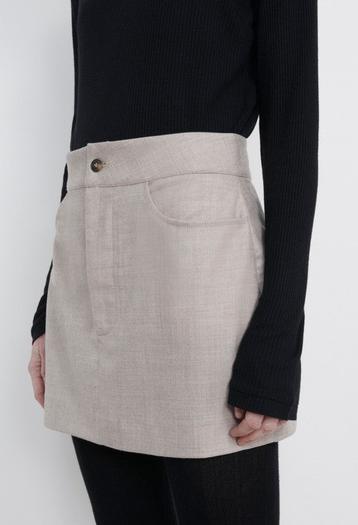 LouLou Studio Hornby Wool Skirt - Grey