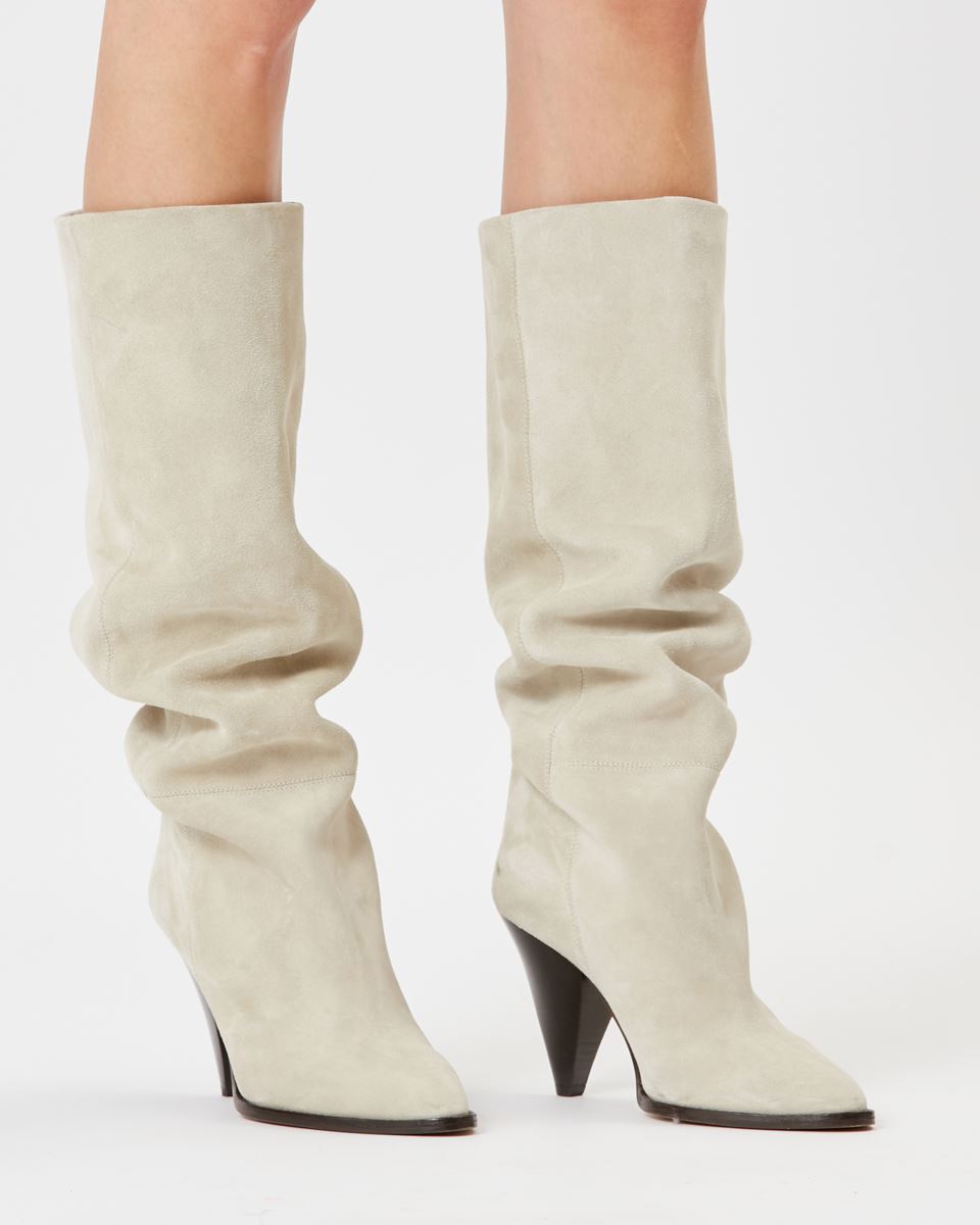 Isabel Marant Ririo Suede Leather Boots - Chalk