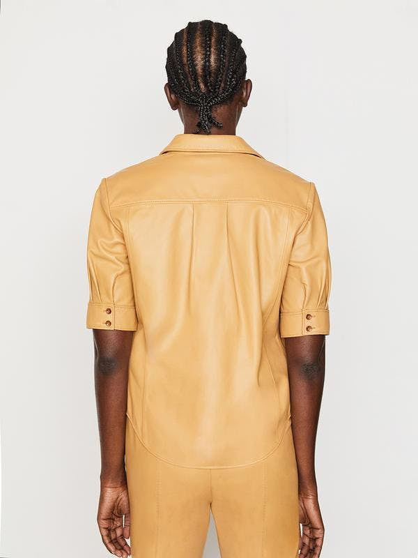 Frame 70s Short Sleeve Leather Shirt - Butterscotch