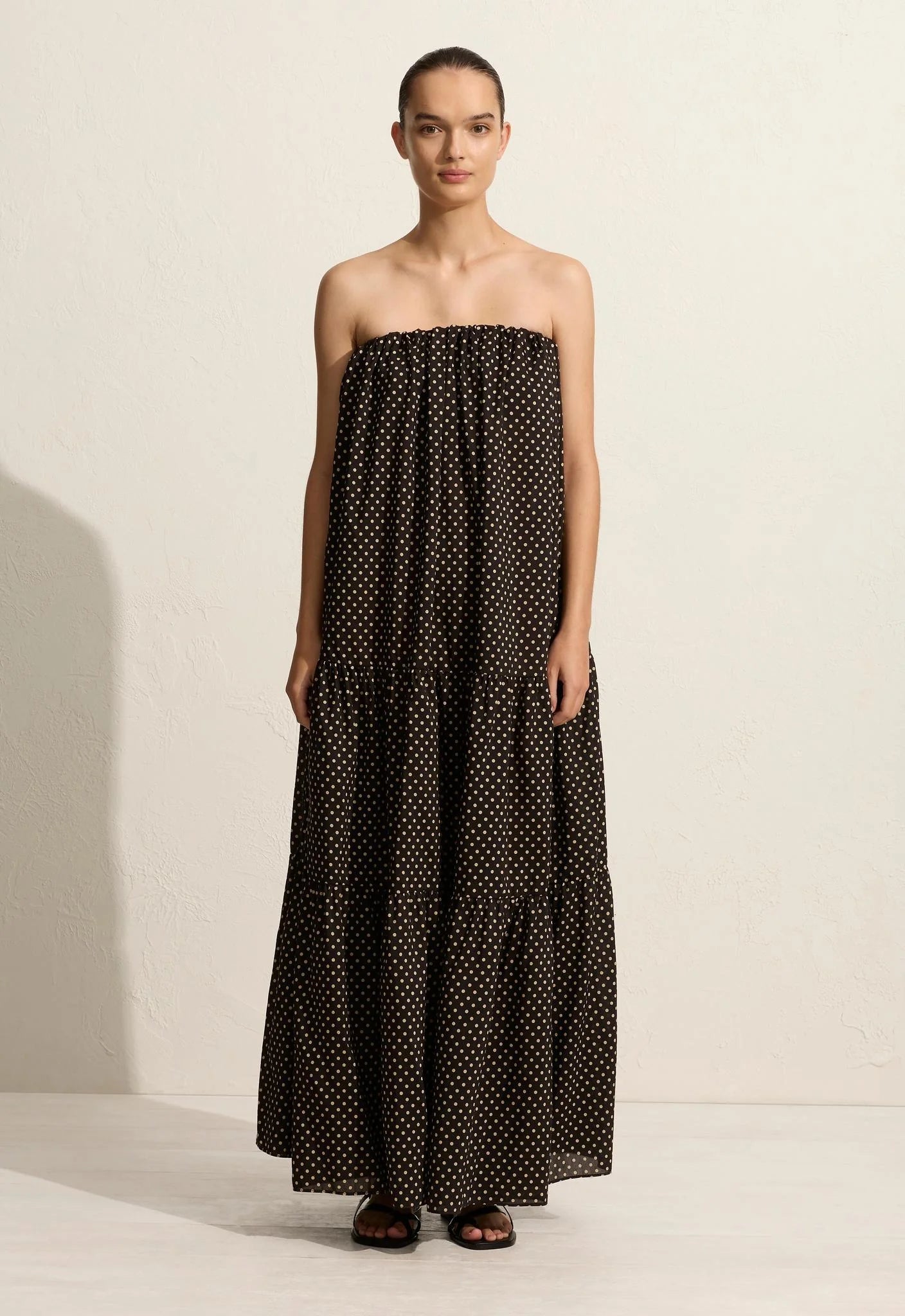 Strapless polka top dot dress