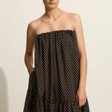 Matteau Voluminous Strapless Tiered Dress - Polka Dot
