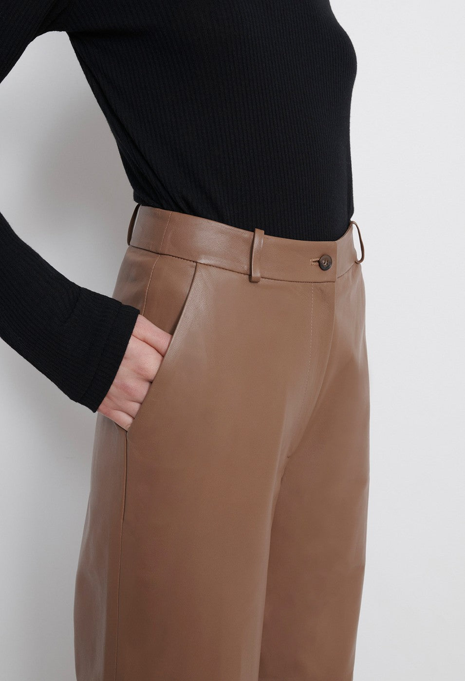 LouLou Studio Noro Leather Pants - Camel