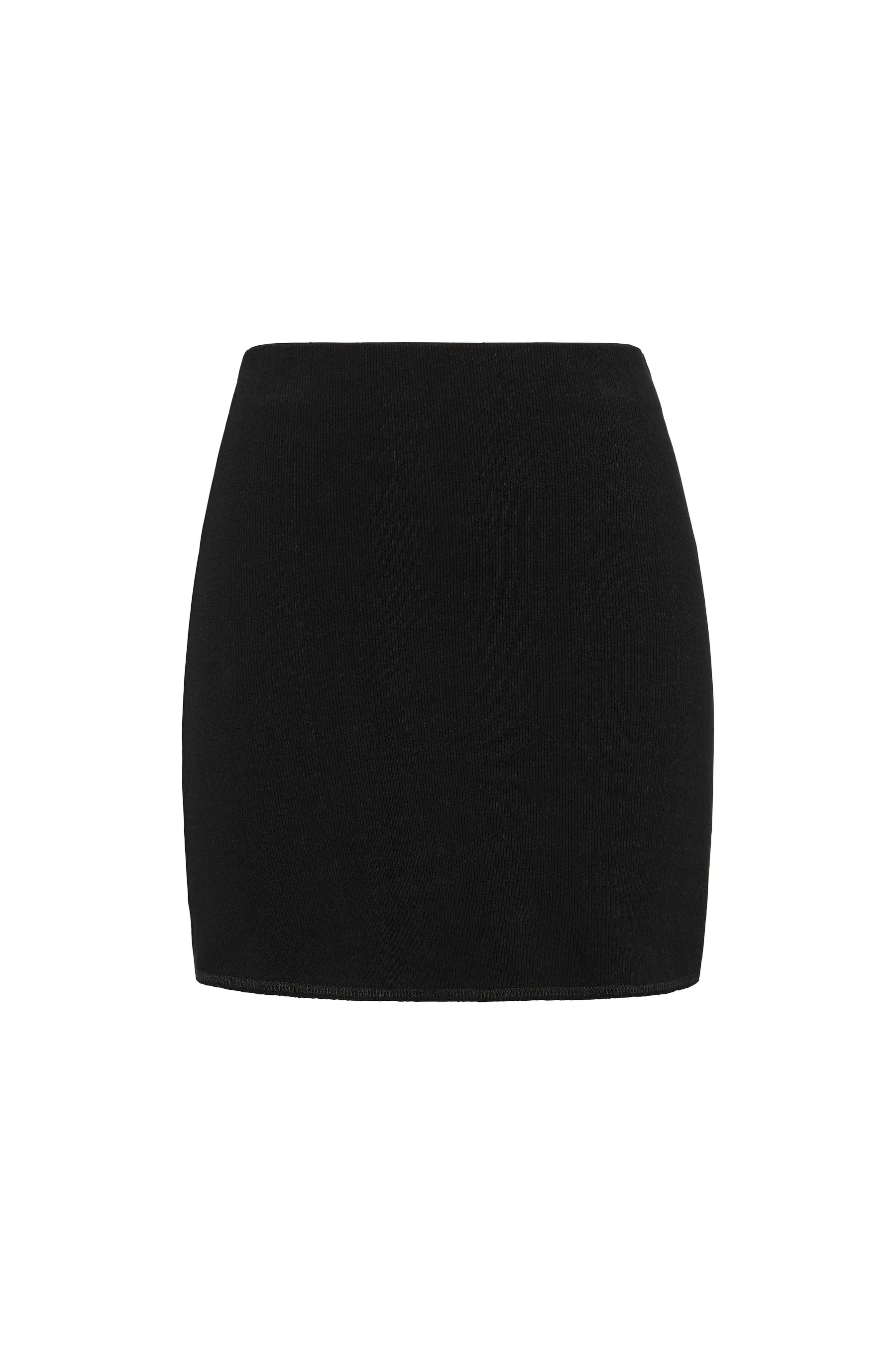 Bassike Rib Mini Skirt - Black