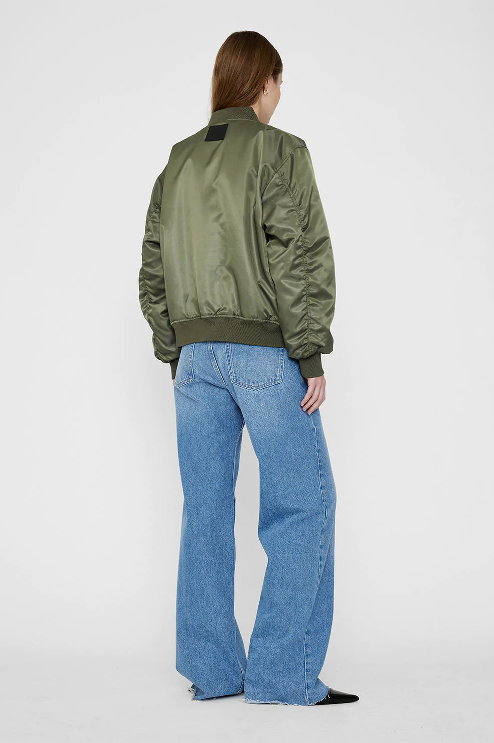 Anine Bing Leon Bomber Army Green Denim Iniquity