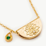 Lotus Birthstone Necklace Emerald May