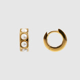 Fairley Crystal Pearl Huggies in Gold