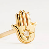 14k Gold Radiant Hand Diamond Stud