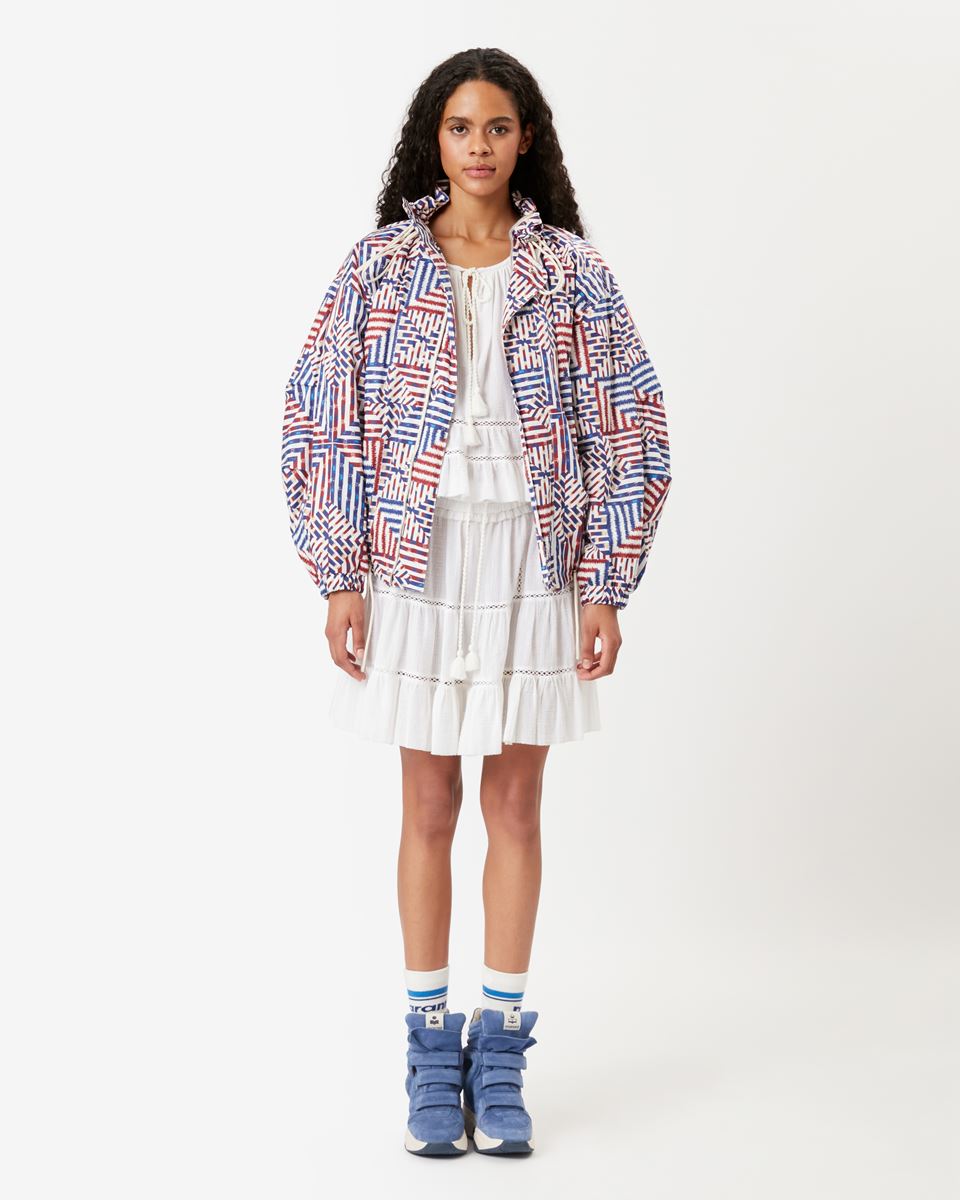 Isabel Marant Freni Printed Cotton Coat - Blue/Red