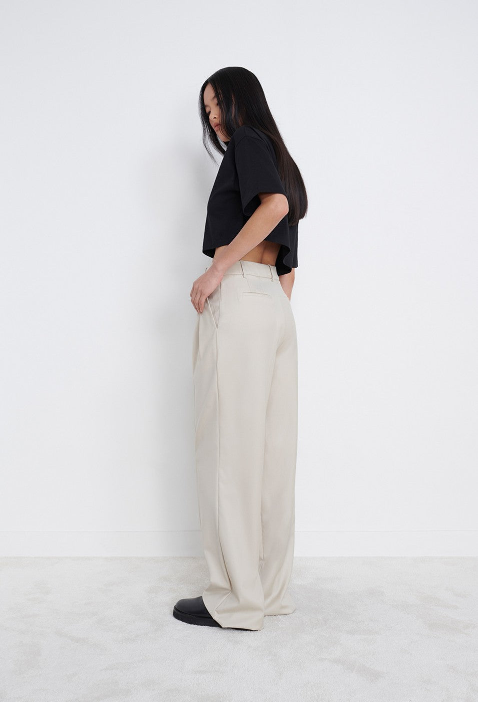 LouLou Studio New Sbiru Wide Leg Wool Pants - Beige