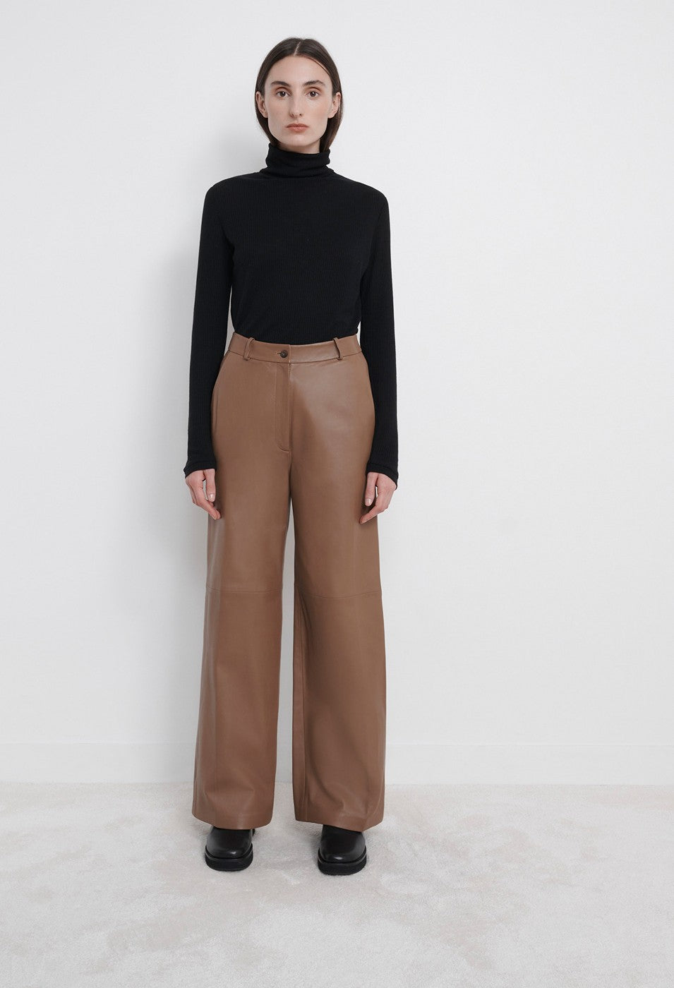 LouLou Studio Noro Leather Pants - Camel