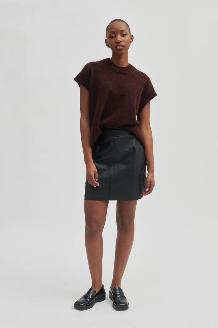 Second Female Lindie Leather Skirt Black Denim Iniquity